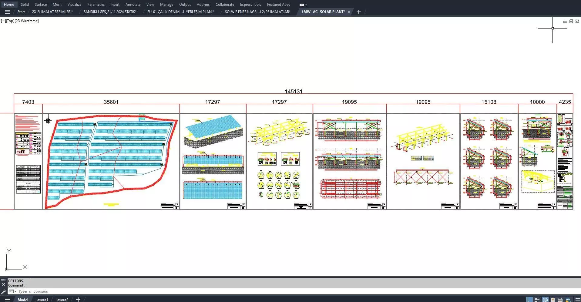1MW AC- SOLAR PLANT Autocad Static Project 3D model_14