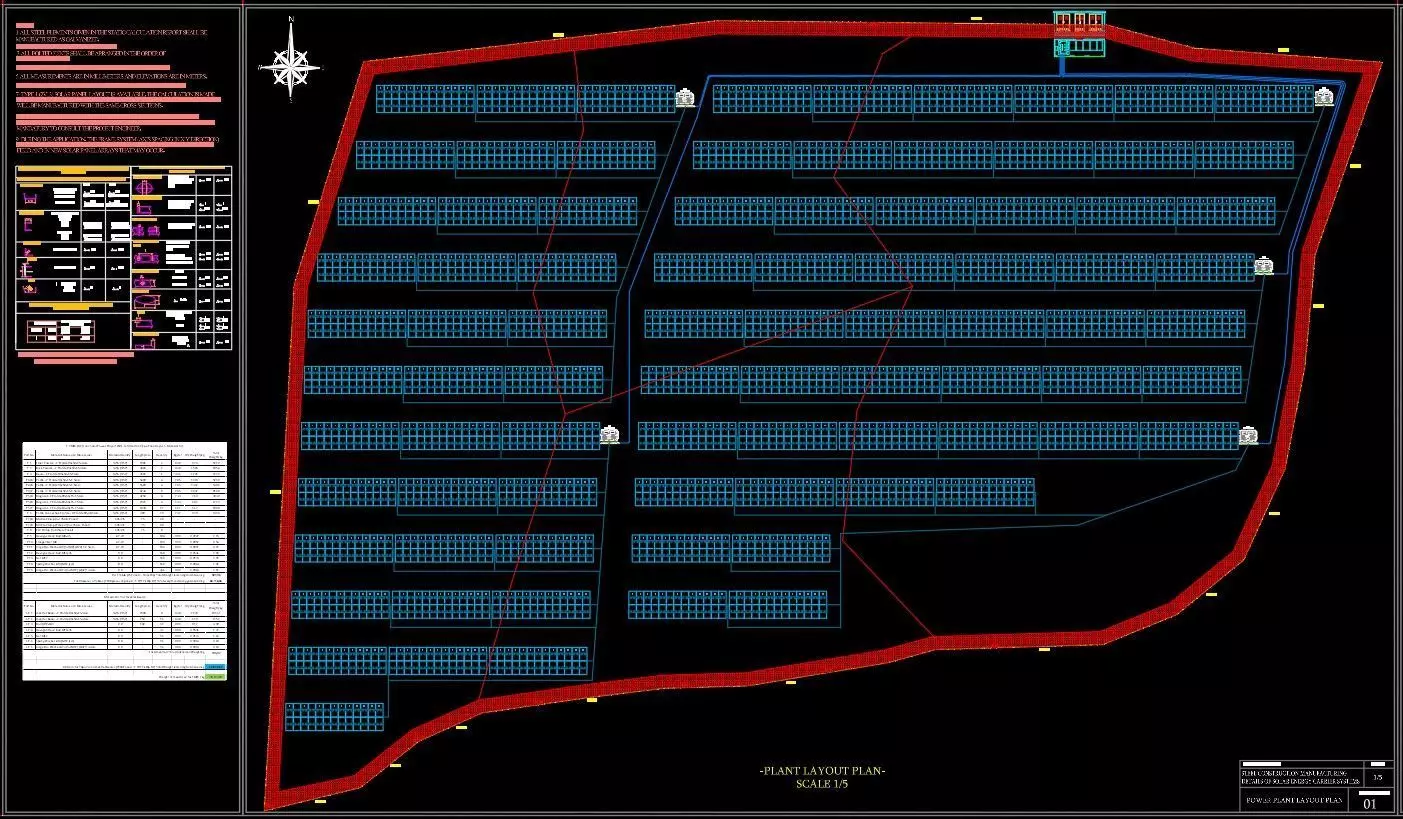 1MW AC- SOLAR PLANT Autocad Static Project 3D model_4