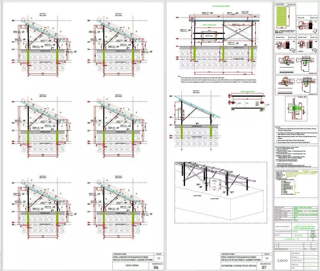 1MW AC- SOLAR PLANT Autocad Static Project 3D model_12