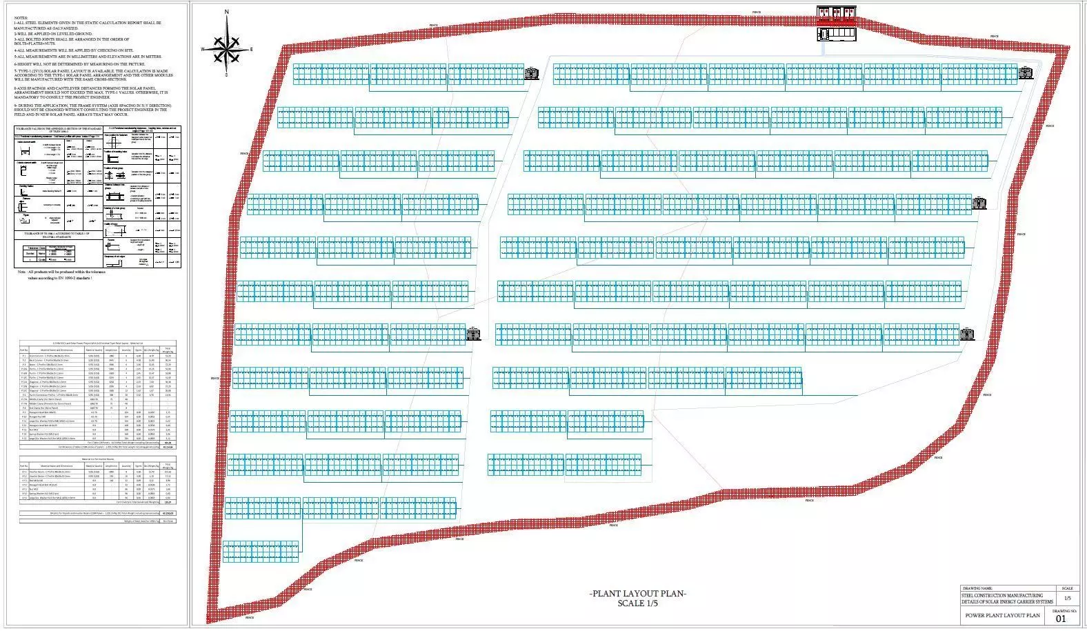 1MW AC- SOLAR PLANT Autocad Static Project 3D model_9