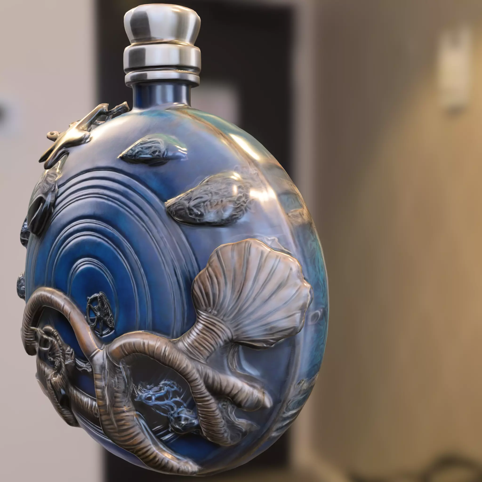 Oceanic Relic Bottle Low-poly 3D model_2