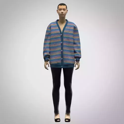 womans cardigan and leggings 3d clothing rigged model
