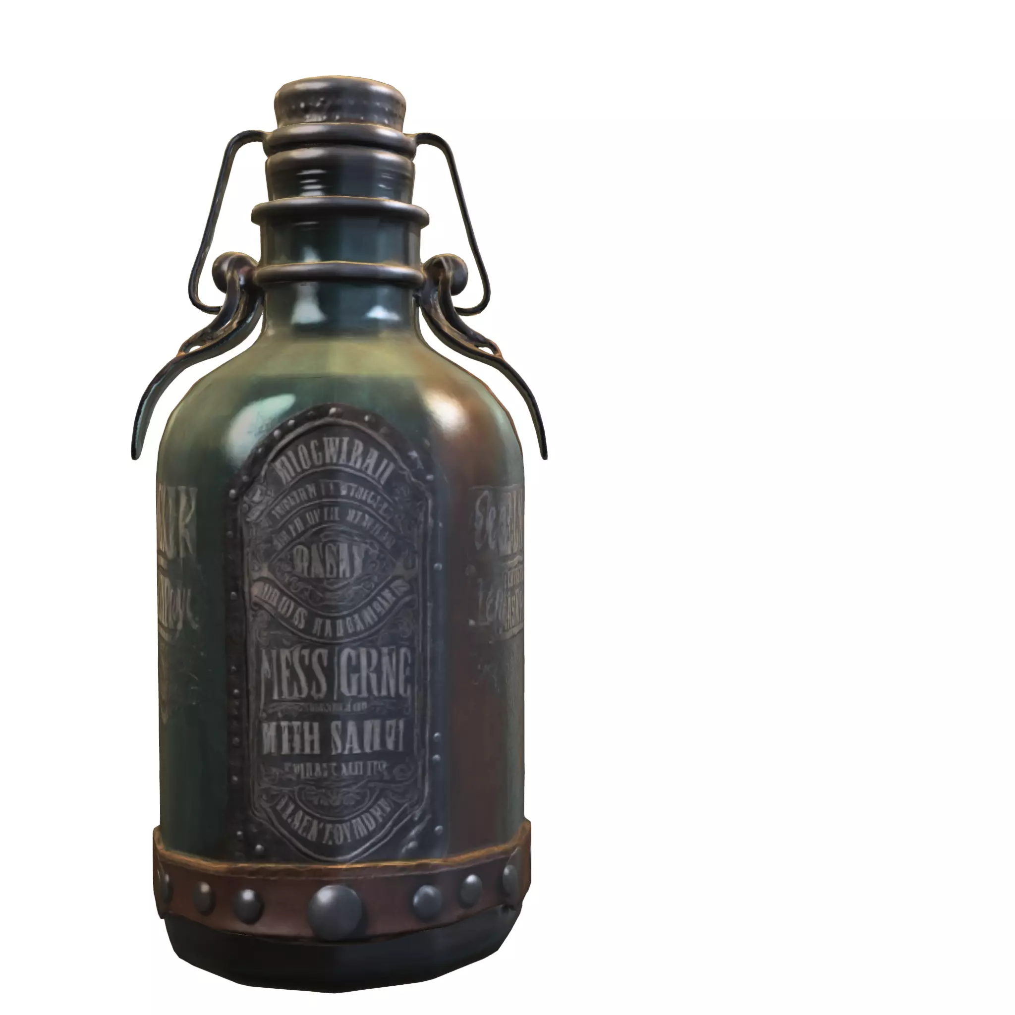 Steampunk Potion Bottle Low-poly 3D model_0