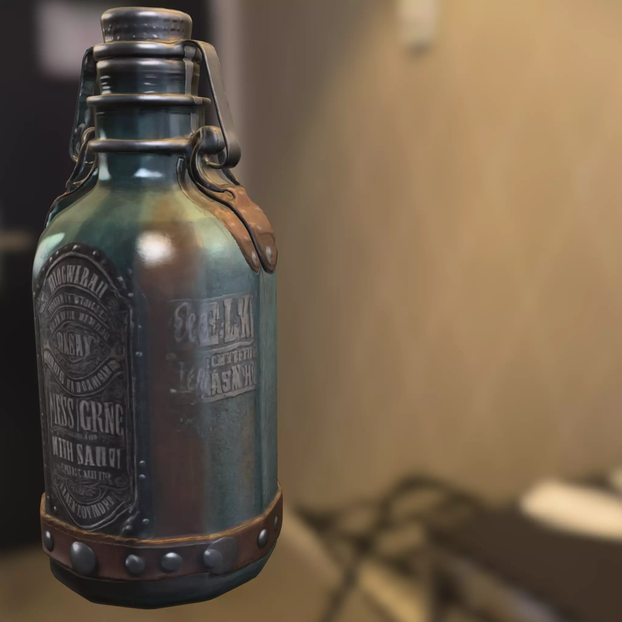 Steampunk Potion Bottle Low-poly 3D model_6