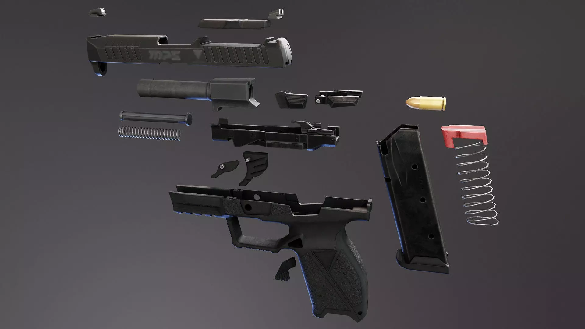 FB MPS Pistol Low-poly 3D model_7