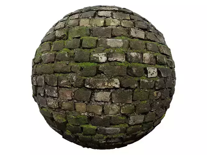 Mossy Old Brick Wall PBR Texture