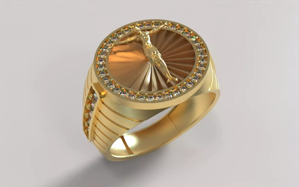 Gents Ring and Jesus Figure 3D print model_0