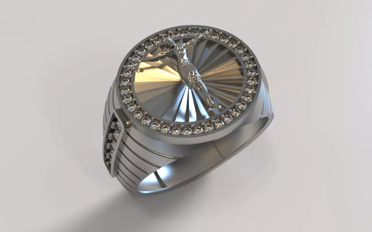 Gents Ring and Jesus Figure 3D print model_2