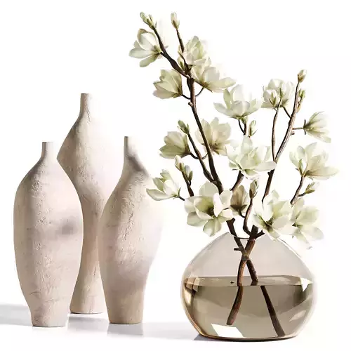 White Magnolia in Glass Vase