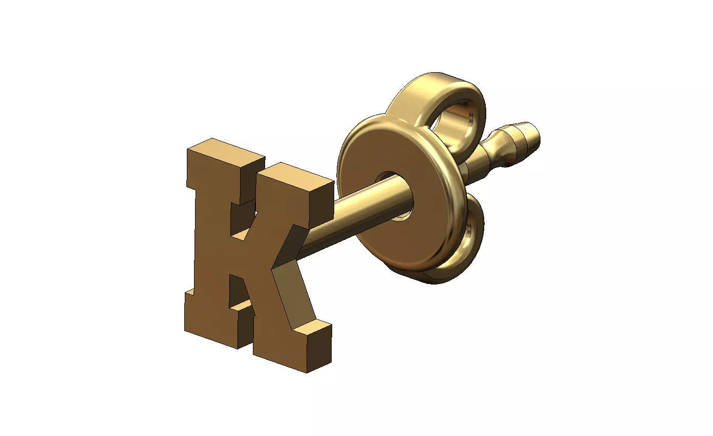 K letter varsity font stud earring 3D print model