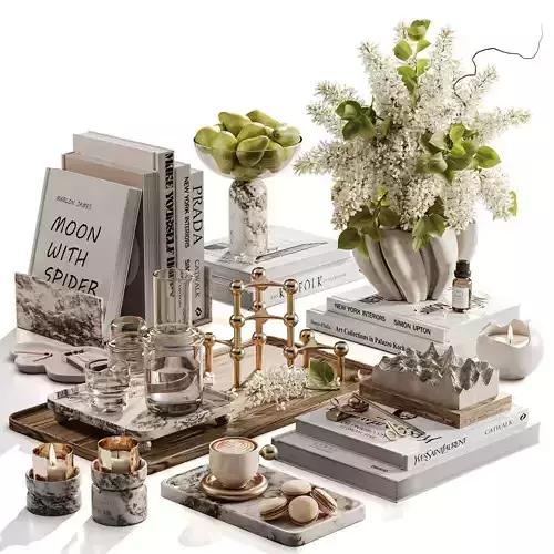  White Lilac and Pear Tabletop 3D model