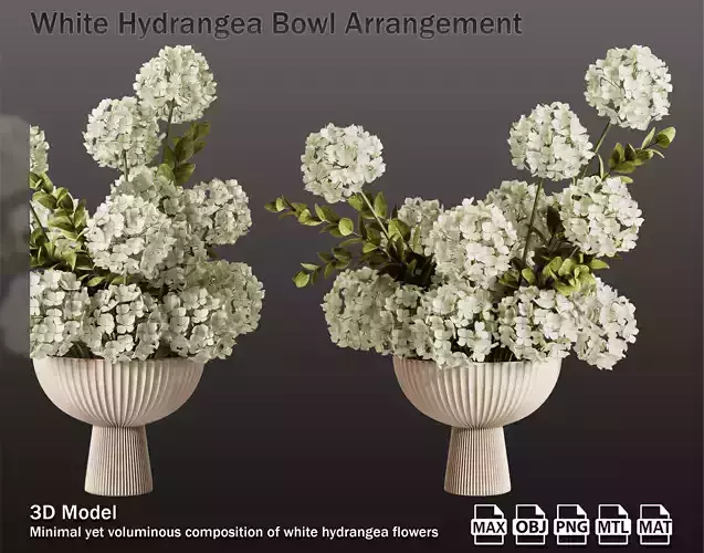 White Hydrangea Bowl Arrangement