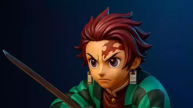 Tanjiro Kamado Demon Slayer Squatting 3D Print Model