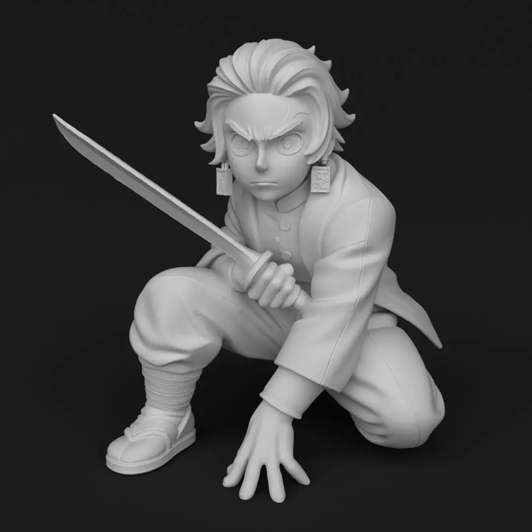 Tanjiro Kamado Demon Slayer Squatting 3D Print Model 3D print model_2