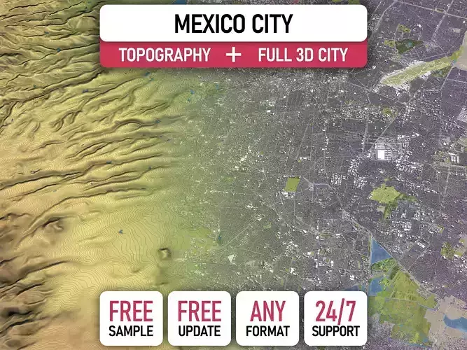 Mexico City - Topography Terrain 3D City 3D Model Collection