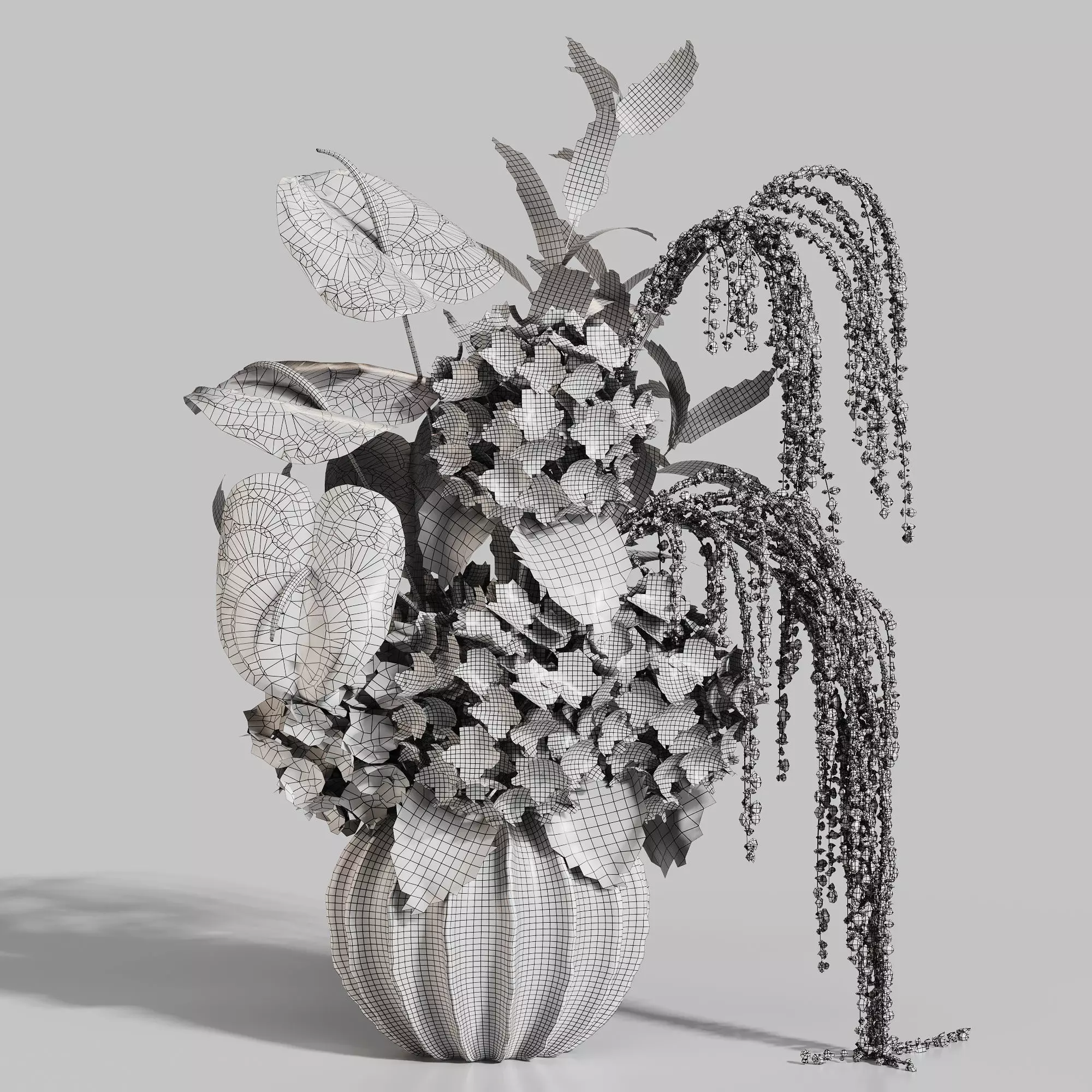 Ivory Hydrangea in a Calm Floral Scene 3D model_3