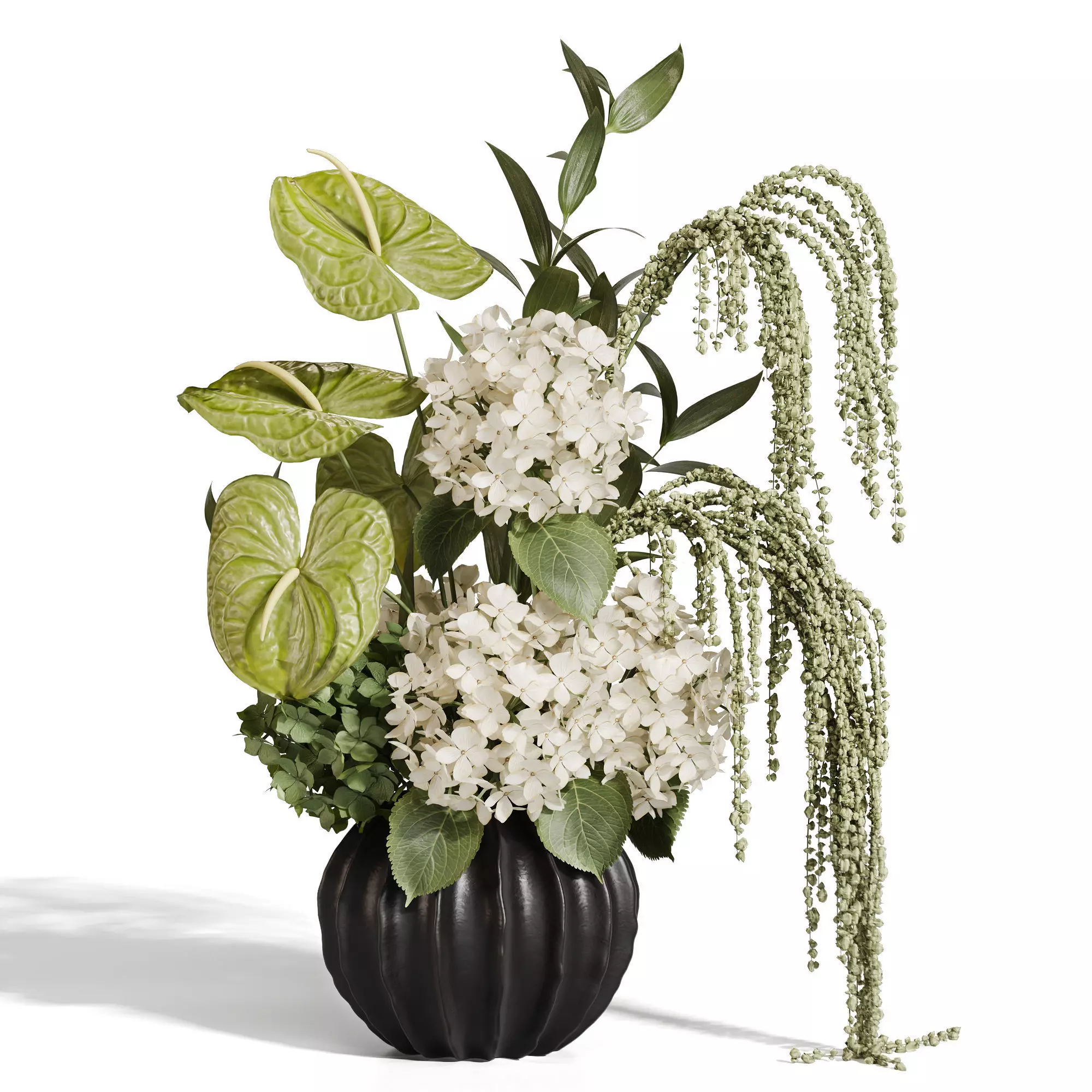Ivory Hydrangea in a Calm Floral Scene 3D model_0