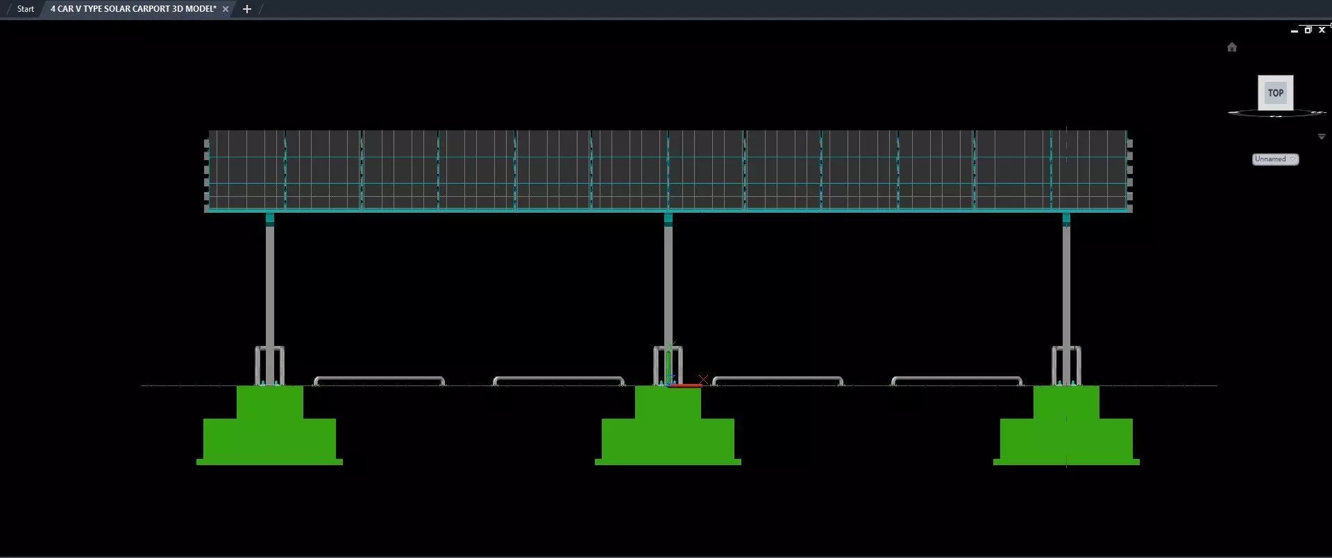 4 CAR V TYPE SOLAR CARPORT 3D MODEL 3D model_18