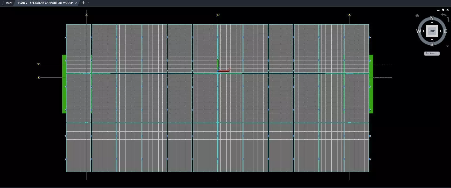 4 CAR V TYPE SOLAR CARPORT 3D MODEL 3D model_14
