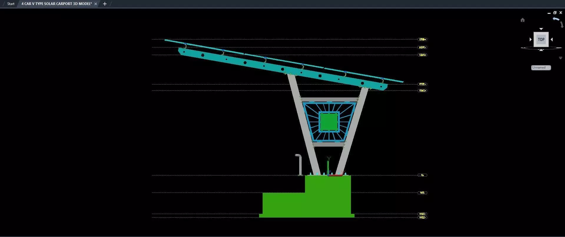 4 CAR V TYPE SOLAR CARPORT 3D MODEL 3D model_16