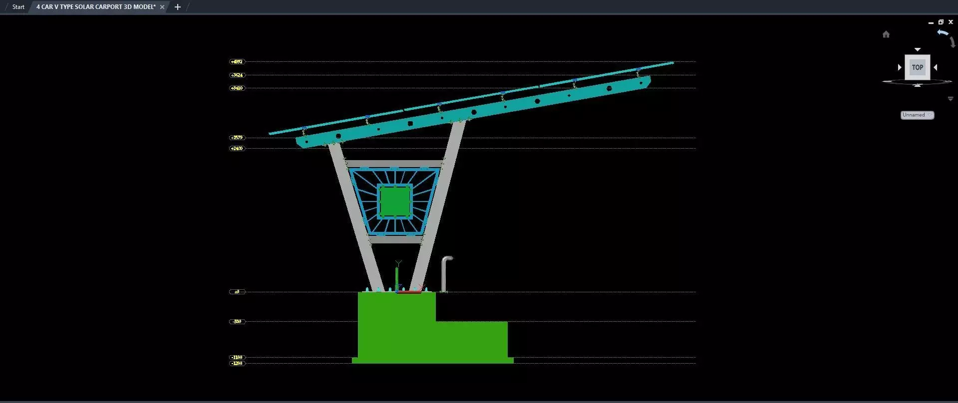 4 CAR V TYPE SOLAR CARPORT 3D MODEL 3D model_15