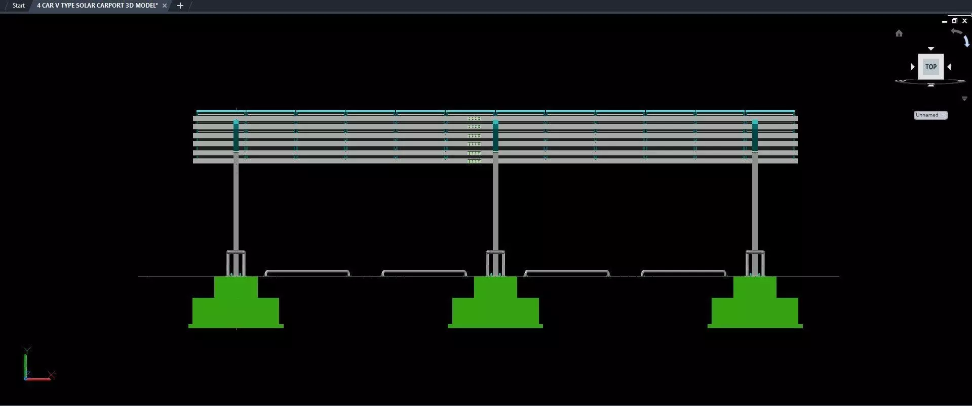 4 CAR V TYPE SOLAR CARPORT 3D MODEL 3D model_17