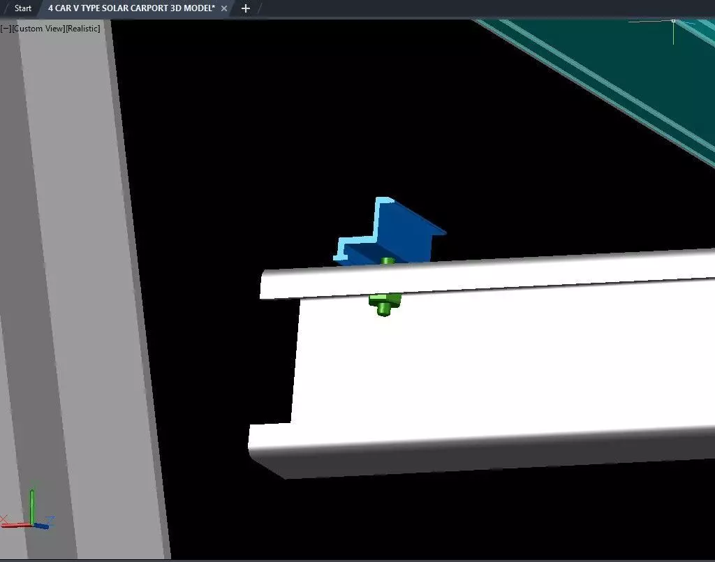 4 CAR V TYPE SOLAR CARPORT 3D MODEL 3D model_9