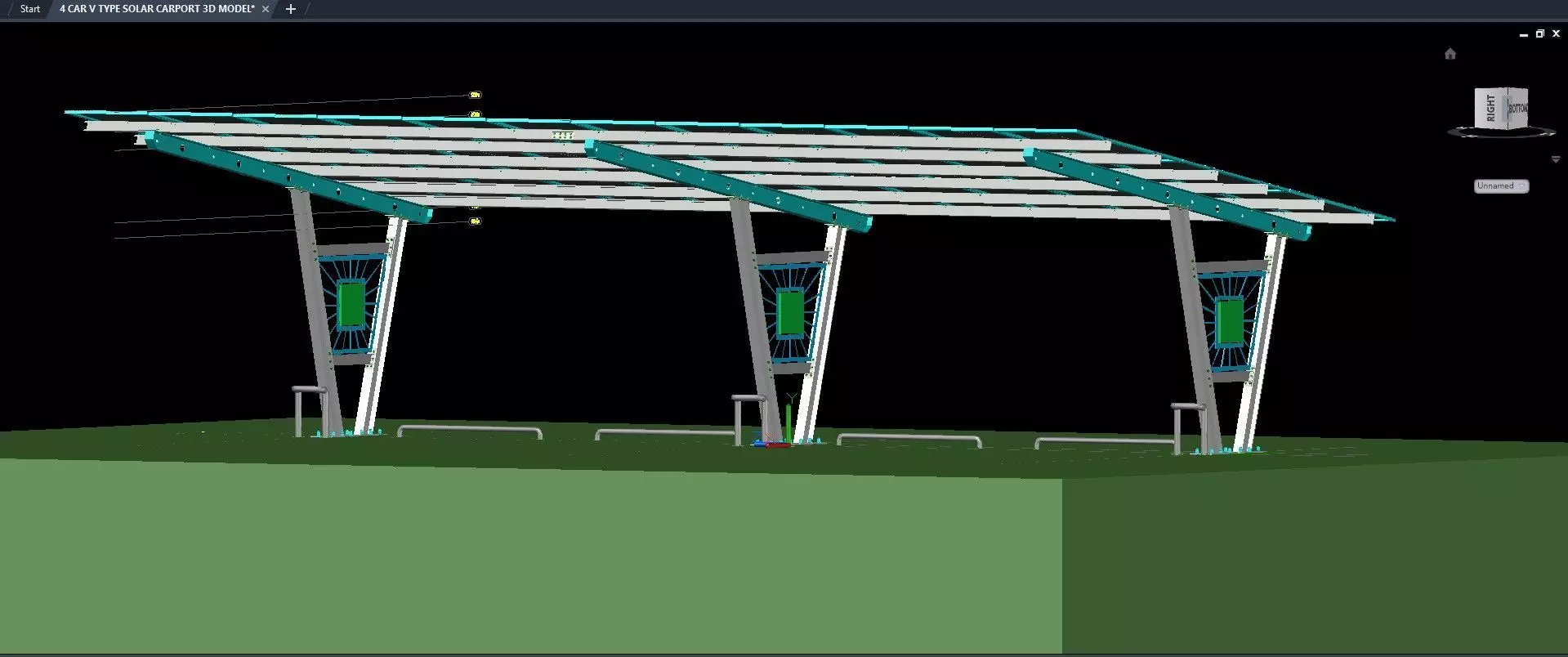 4 CAR V TYPE SOLAR CARPORT 3D MODEL 3D model_13