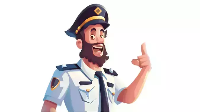 Cheerful Uniformed Officer 3D Character Model