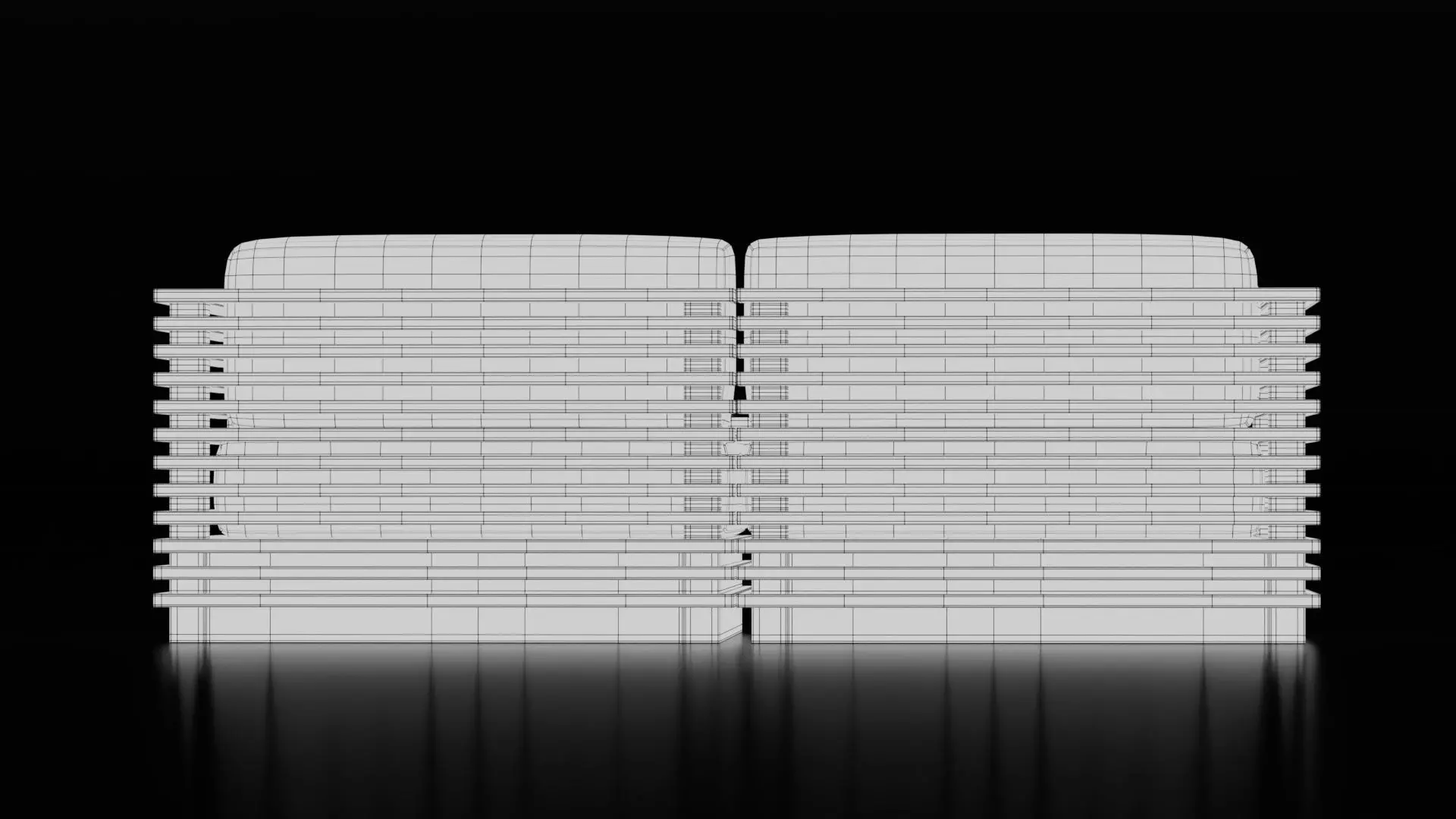 Modern Wooden Slat Sofa with Coffee Table 3D model_9