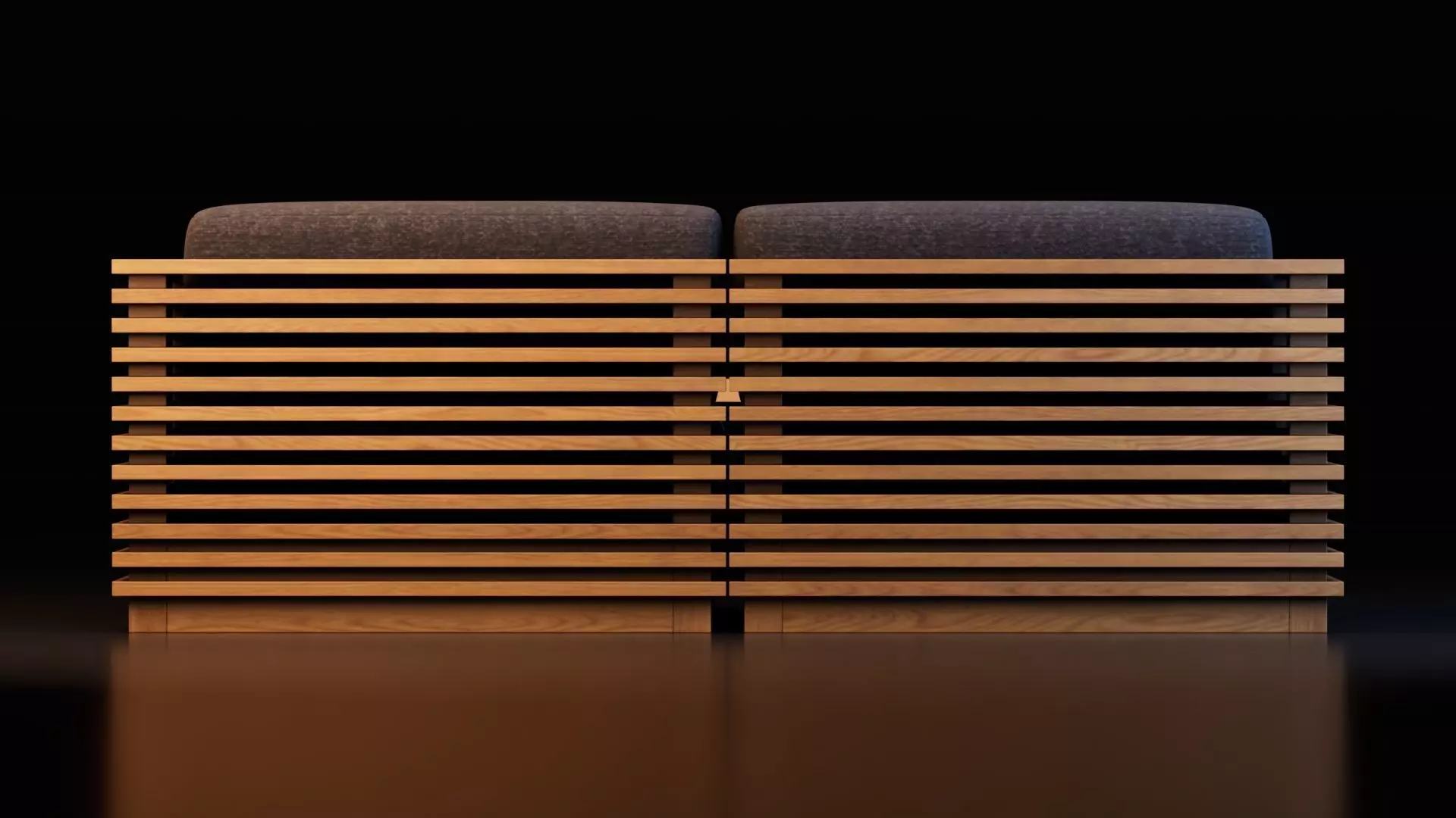 Modern Wooden Slat Sofa with Coffee Table 3D model_3