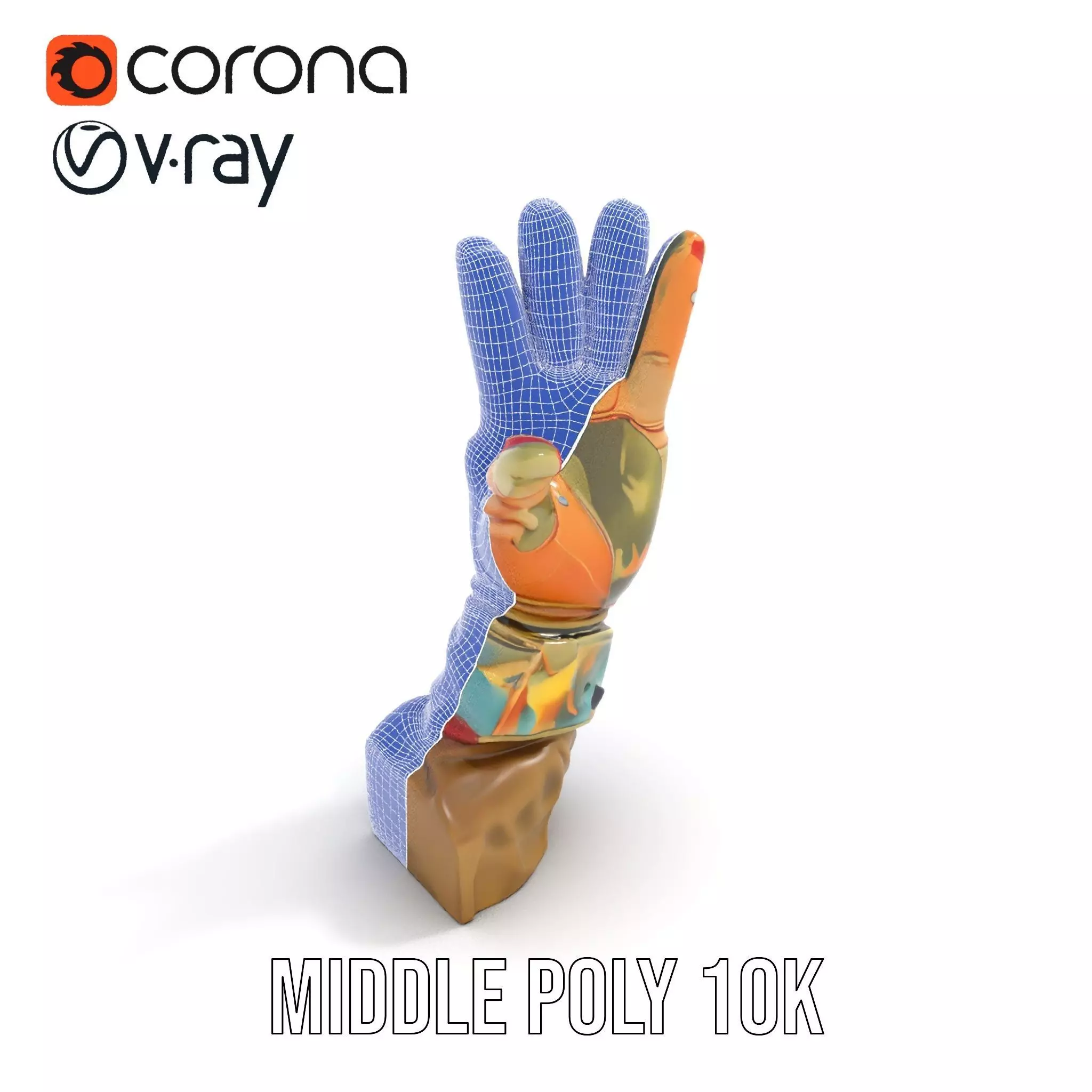 Colorful Star Pattern Glove Model Pack Low-poly 3D model_10