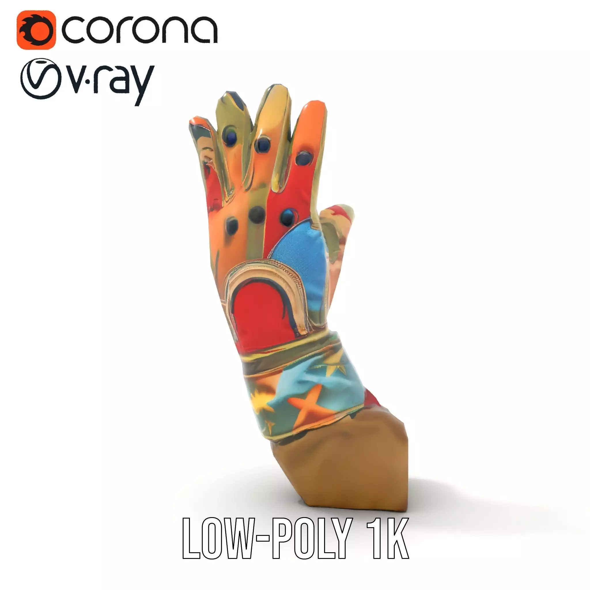 Colorful Star Pattern Glove Model Pack Low-poly 3D model_16