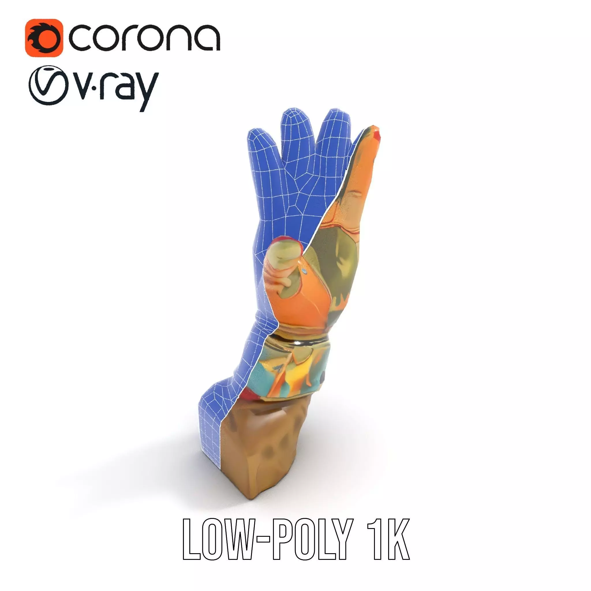 Colorful Star Pattern Glove Model Pack Low-poly 3D model_19