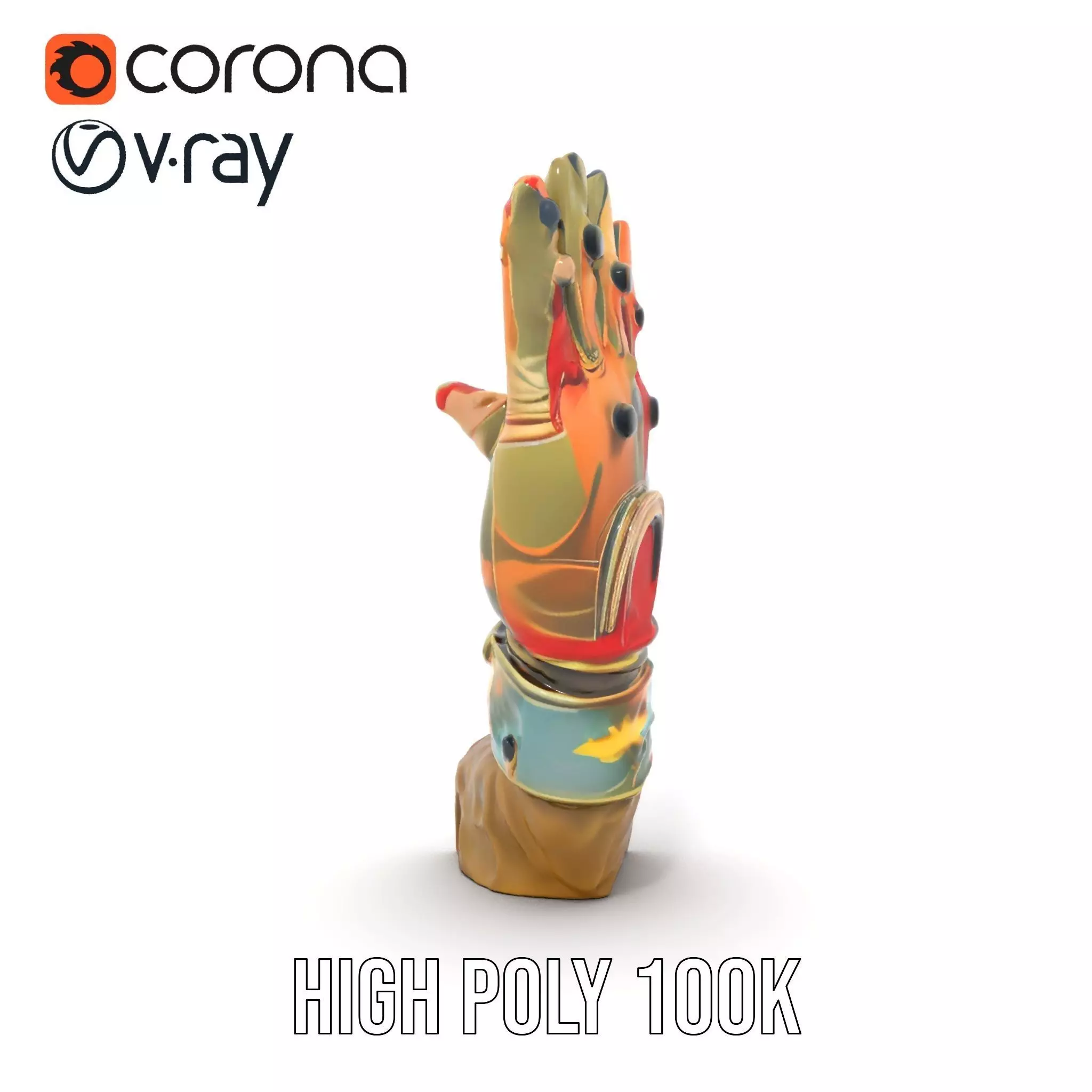 Colorful Star Pattern Glove Model Pack Low-poly 3D model_17