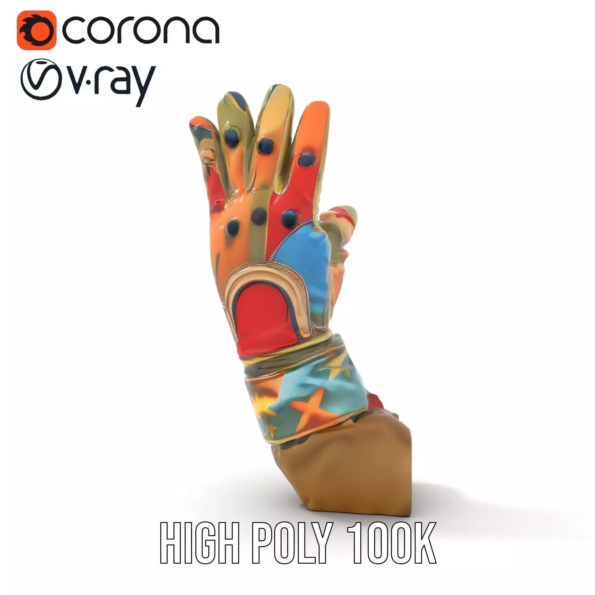 Colorful Star Pattern Glove Model Pack Low-poly 3D model_12