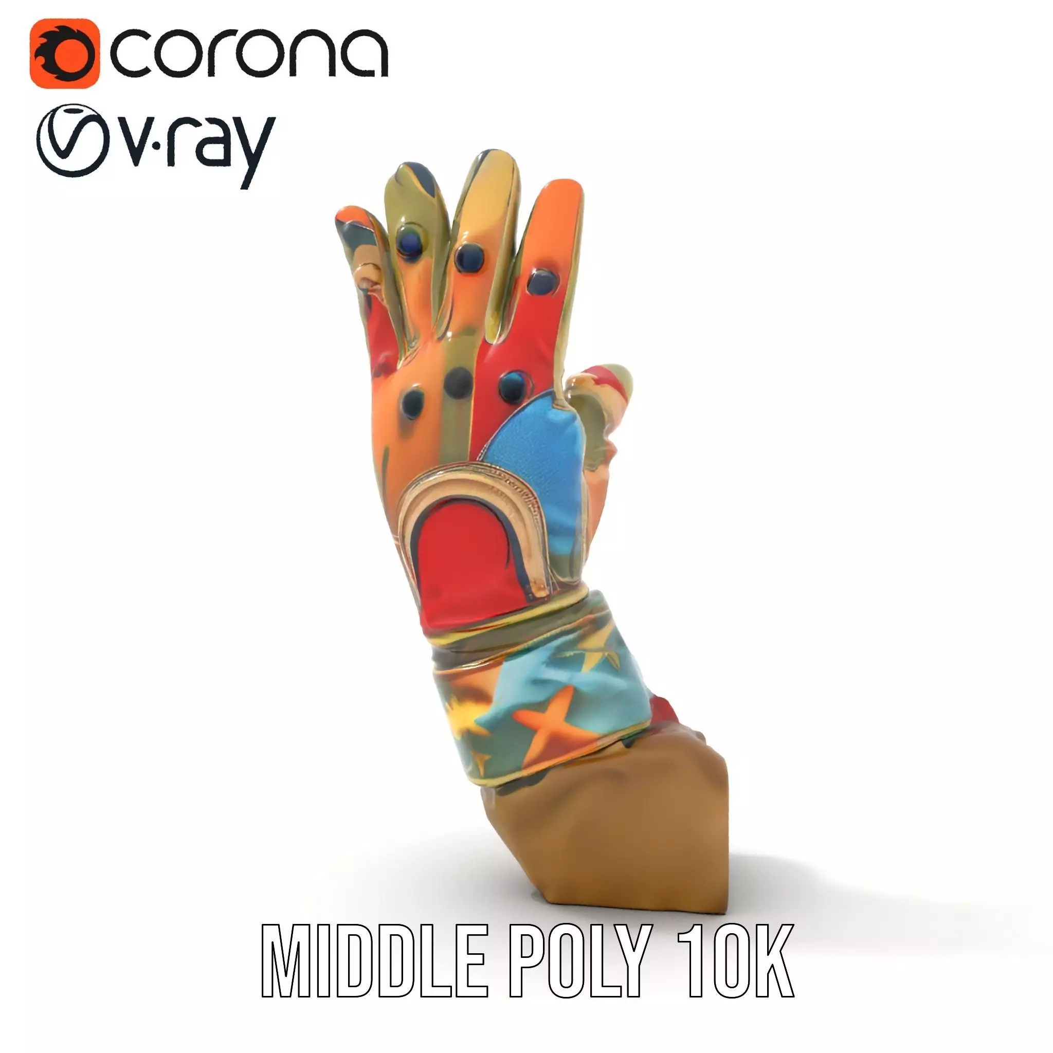 Colorful Star Pattern Glove Model Pack Low-poly 3D model_13