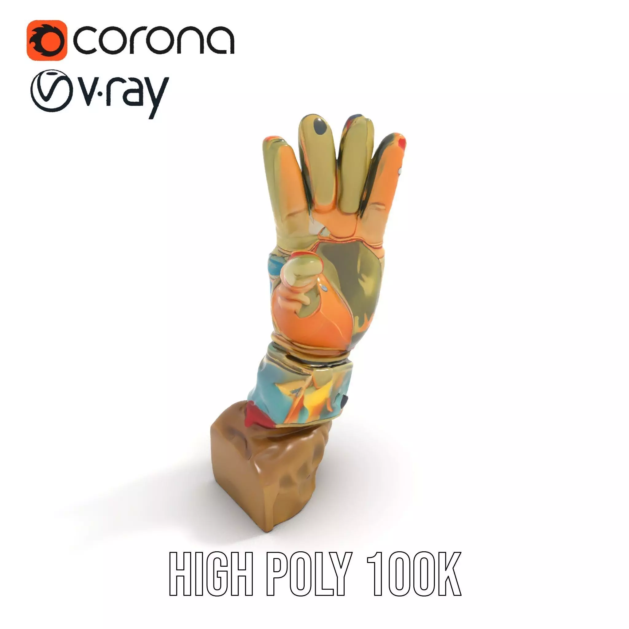 Colorful Star Pattern Glove Model Pack Low-poly 3D model_20