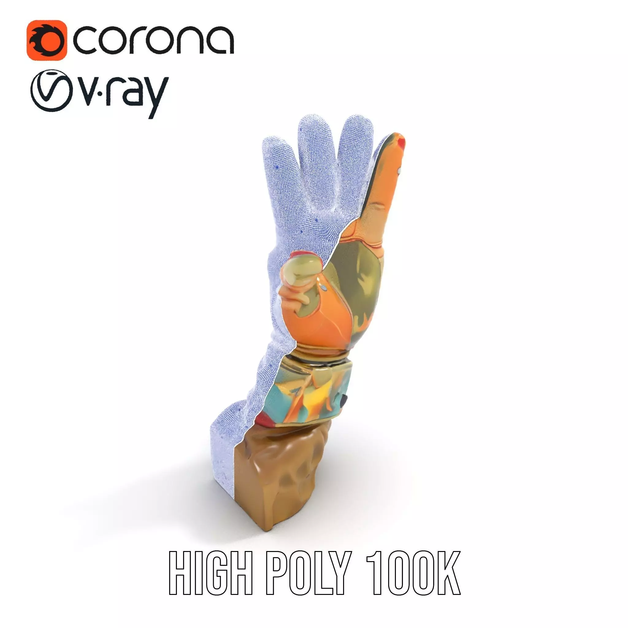 Colorful Star Pattern Glove Model Pack Low-poly 3D model_28