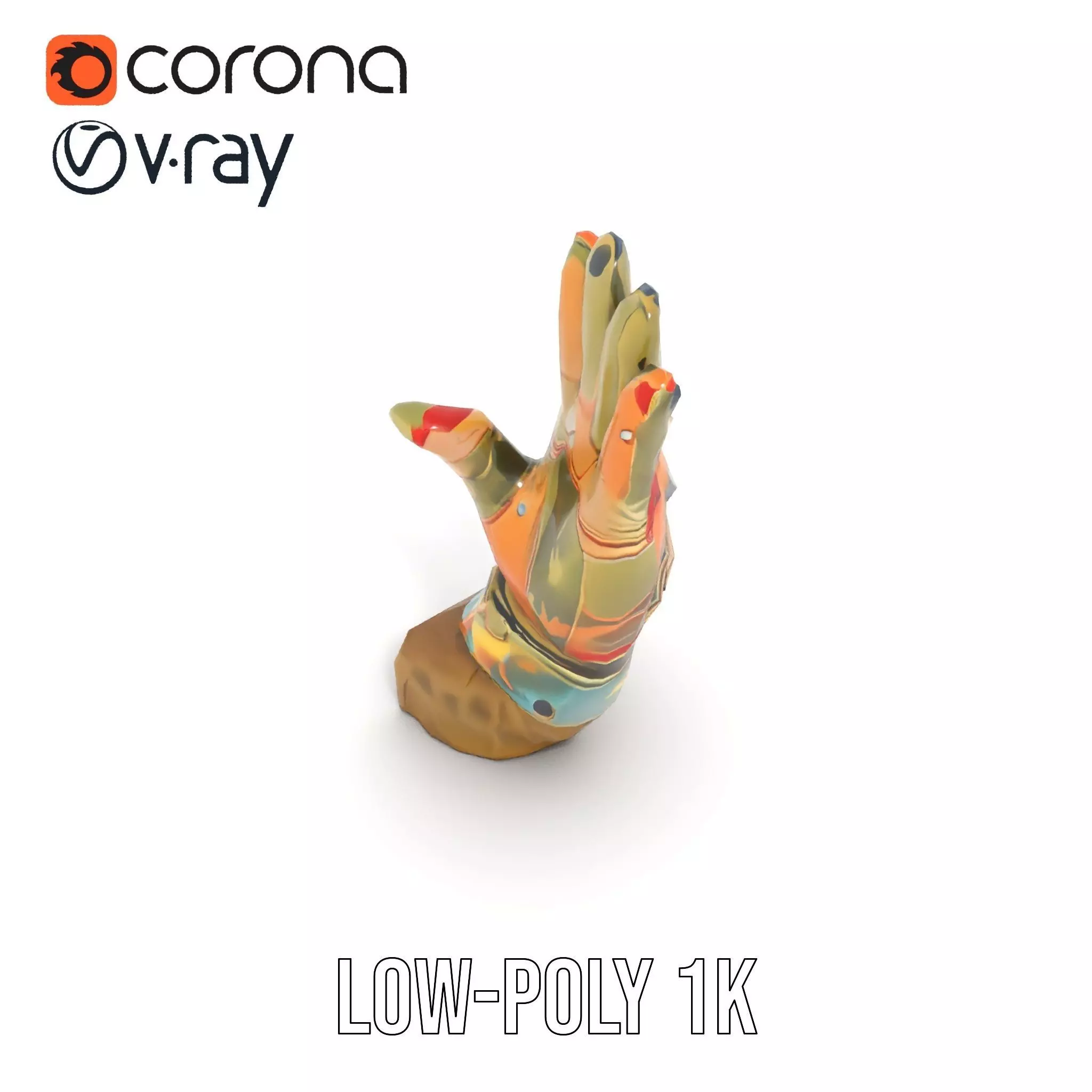 Colorful Star Pattern Glove Model Pack Low-poly 3D model_11