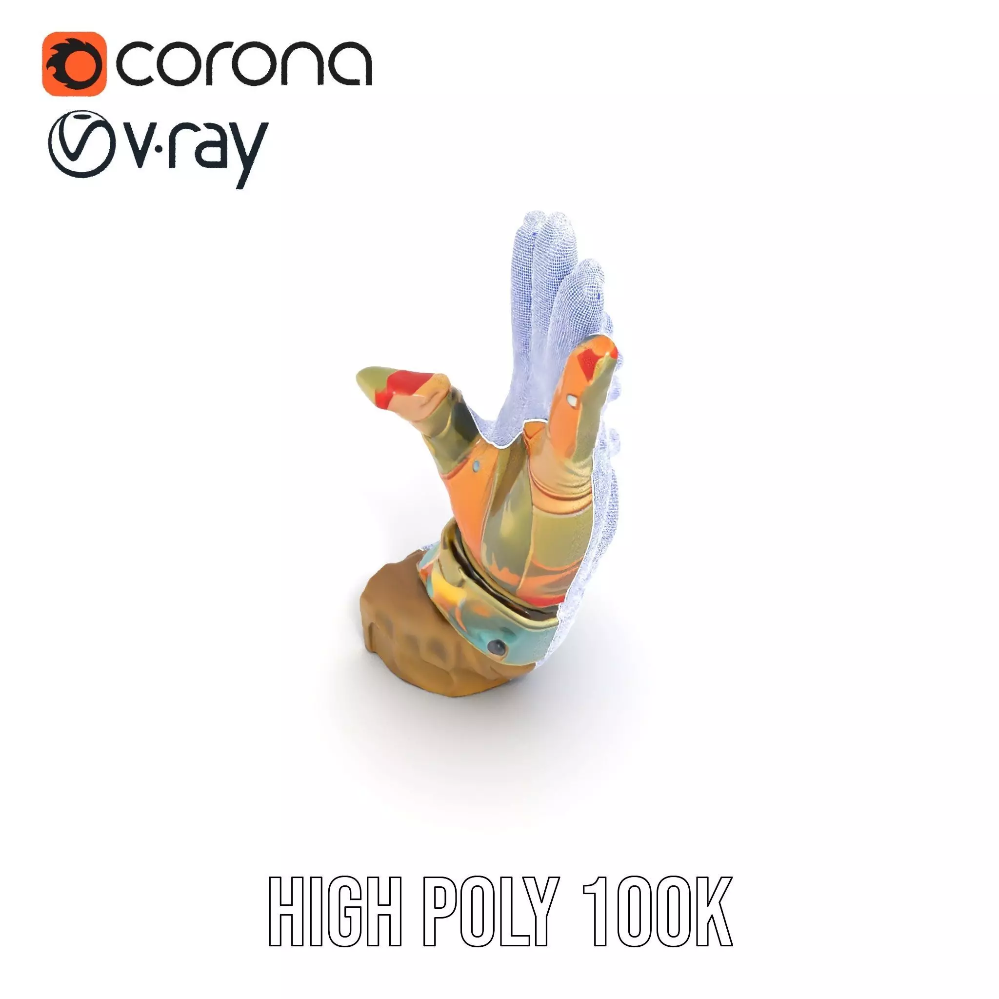 Colorful Star Pattern Glove Model Pack Low-poly 3D model_32