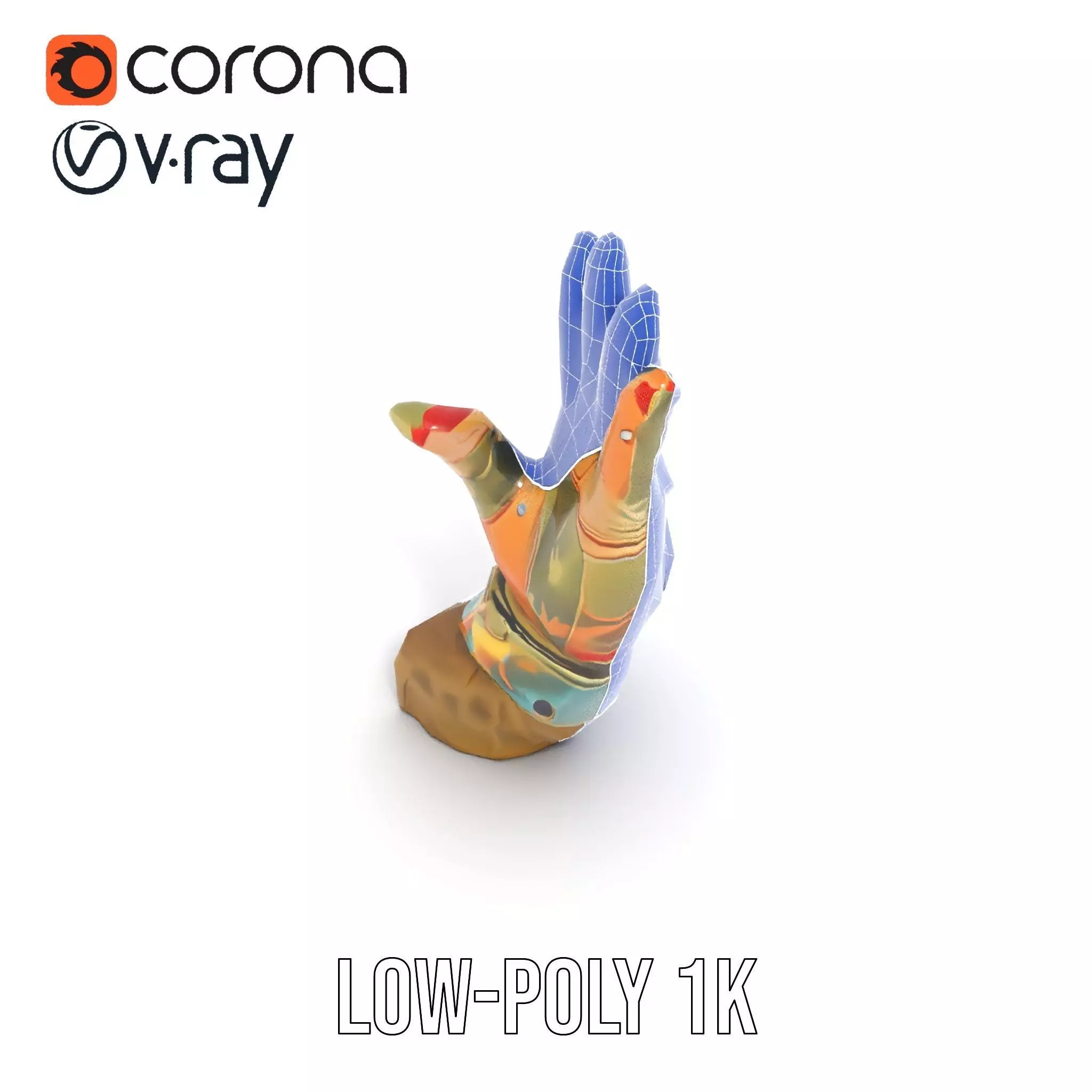 Colorful Star Pattern Glove Model Pack Low-poly 3D model_22