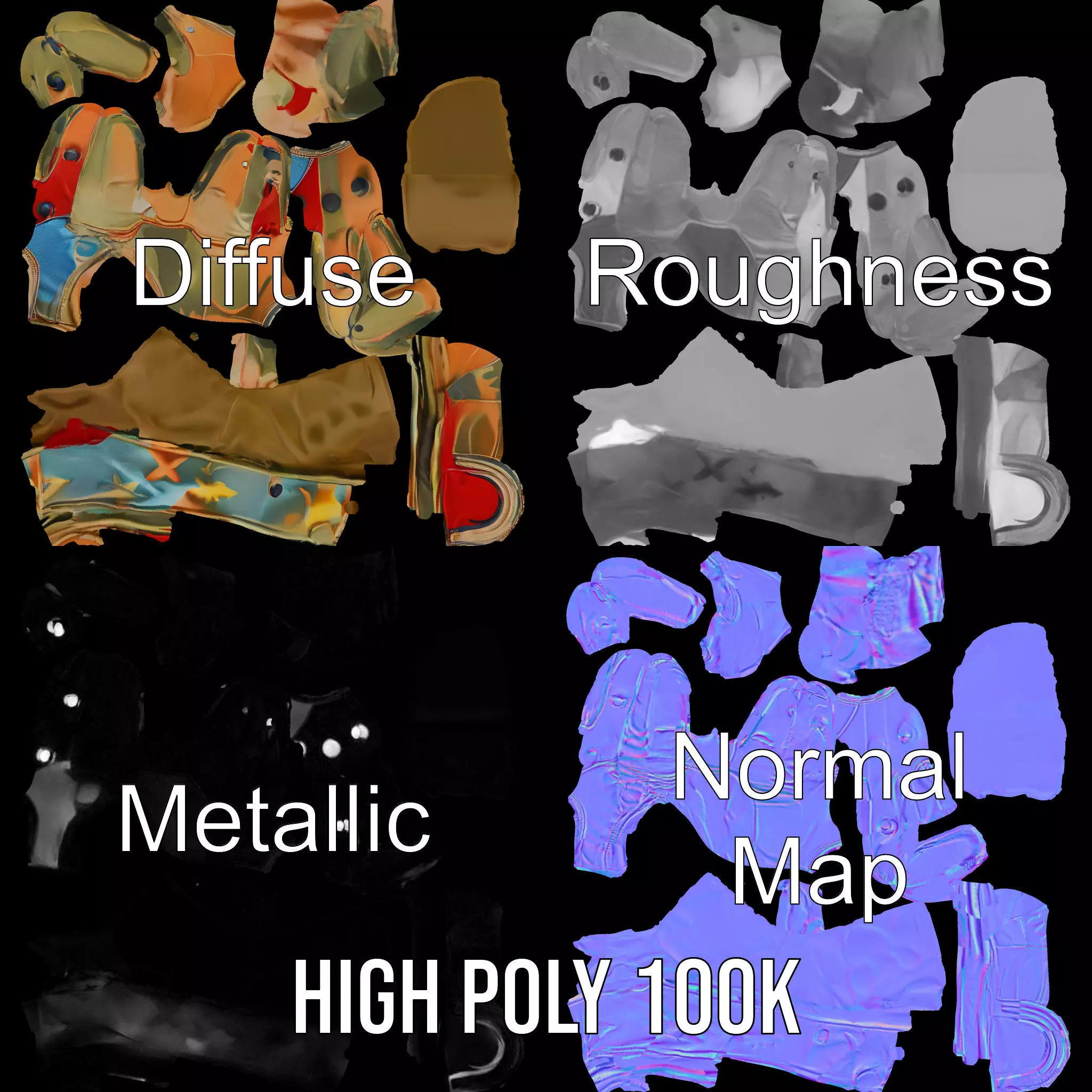 Colorful Star Pattern Glove Model Pack Low-poly 3D model_3