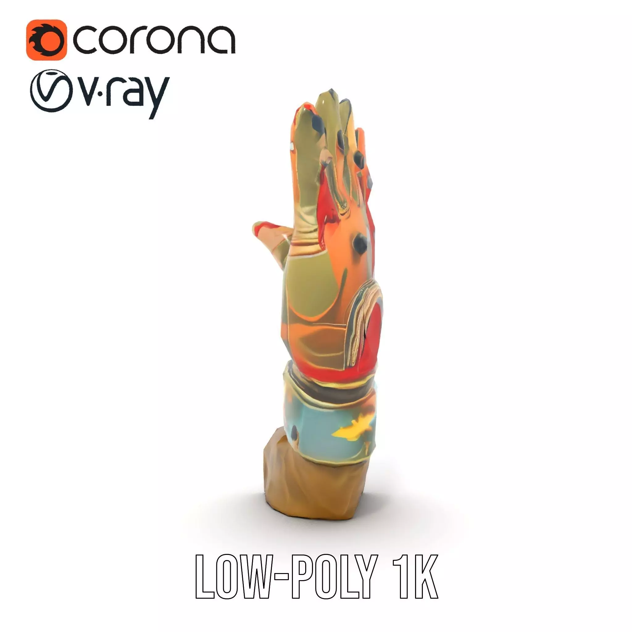 Colorful Star Pattern Glove Model Pack Low-poly 3D model_14