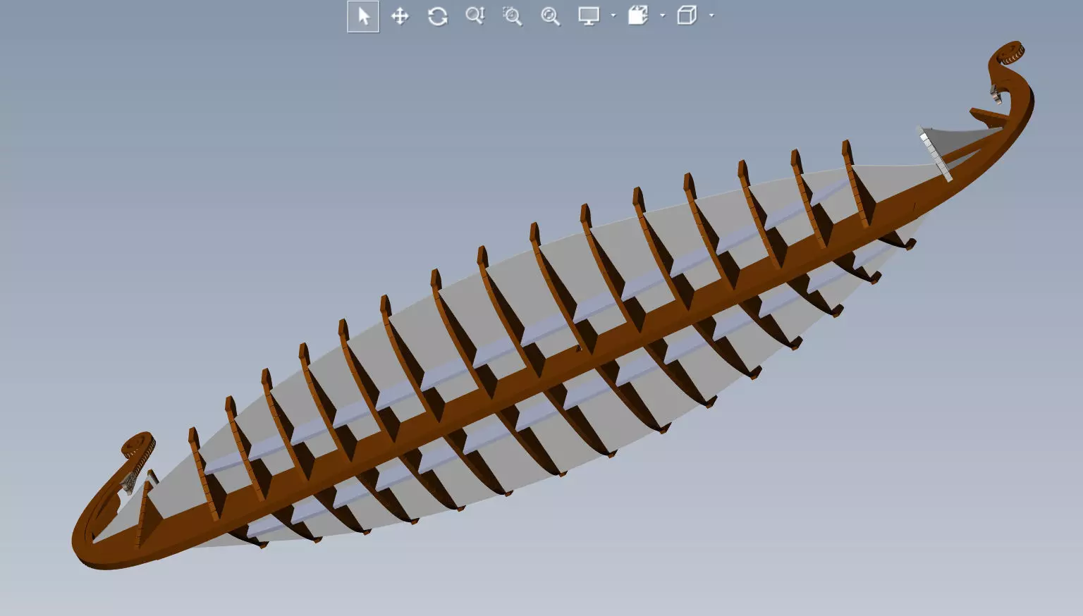 Drakkar is a Viking warship by Oseberg ship 820 AD 3D model_26