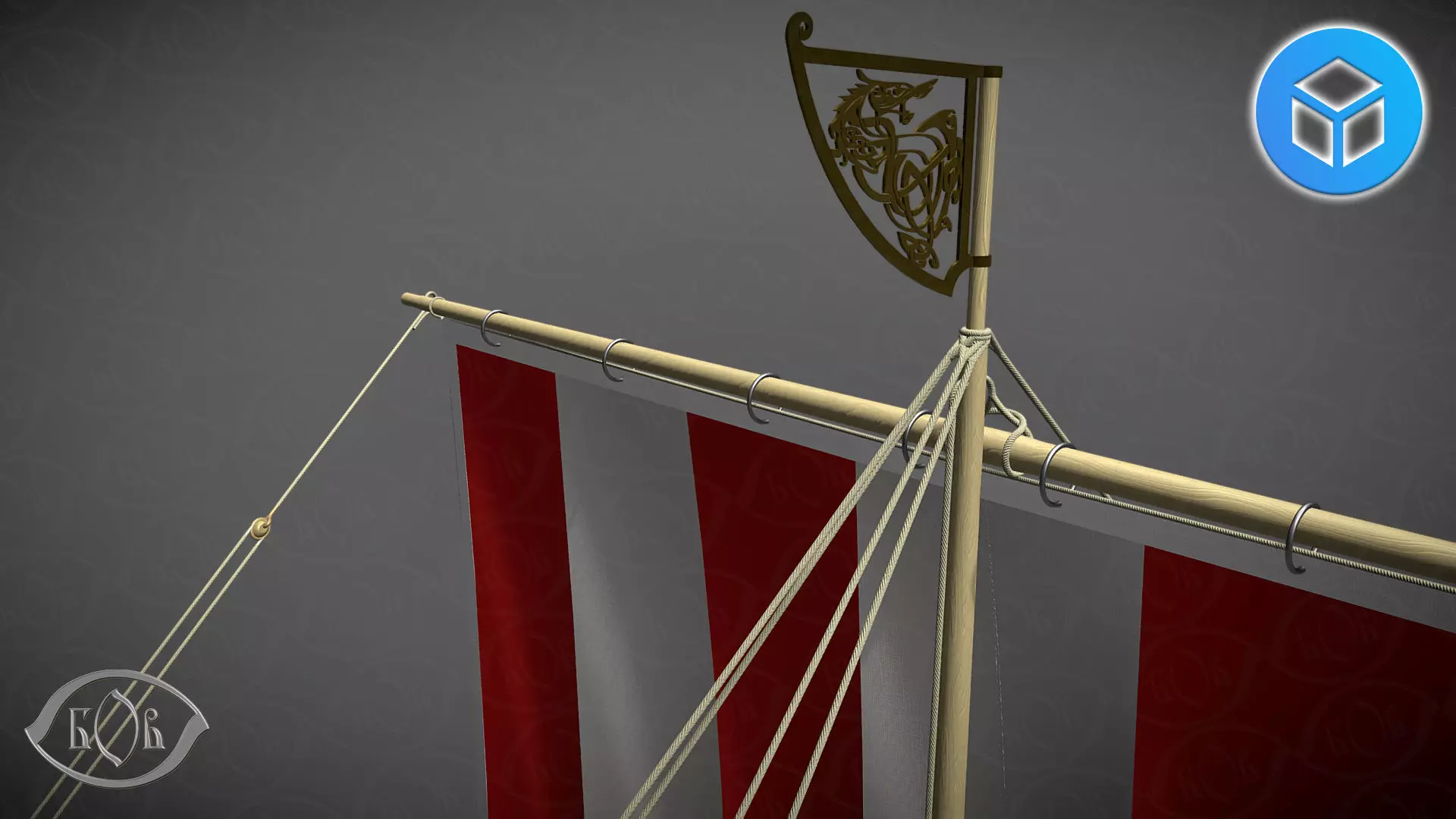 Drakkar is a Viking warship by Oseberg ship 820 AD 3D model_9