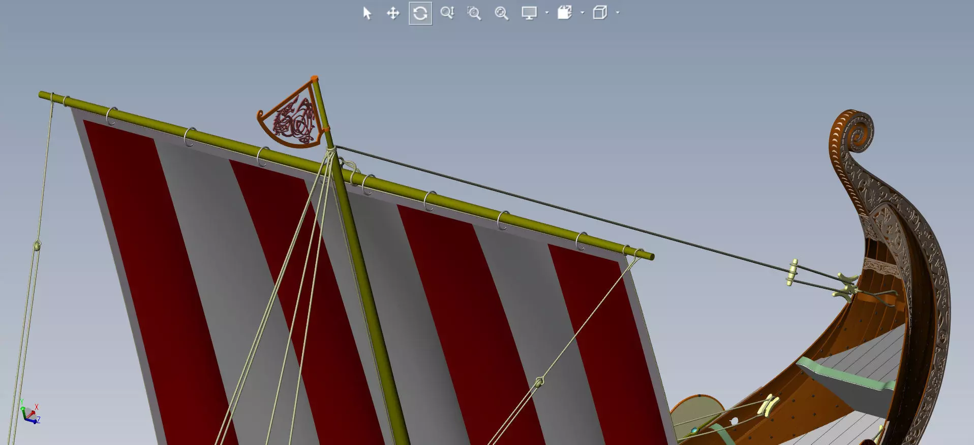 Drakkar is a Viking warship by Oseberg ship 820 AD 3D model_20