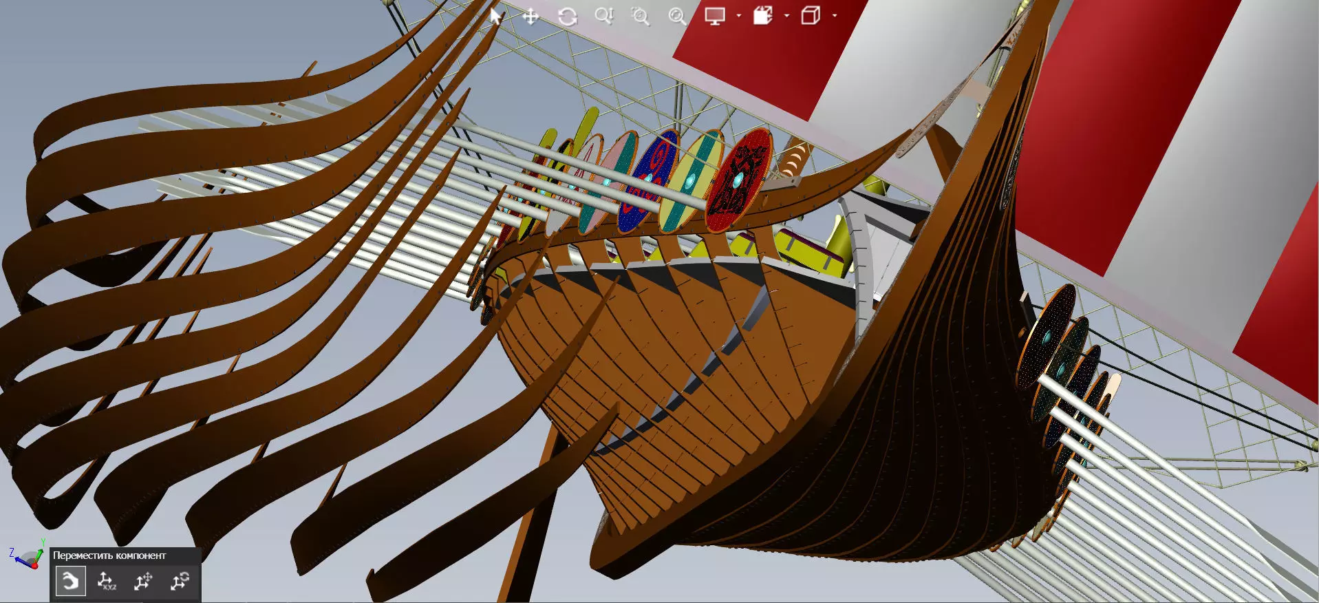 Drakkar is a Viking warship by Oseberg ship 820 AD 3D model_21
