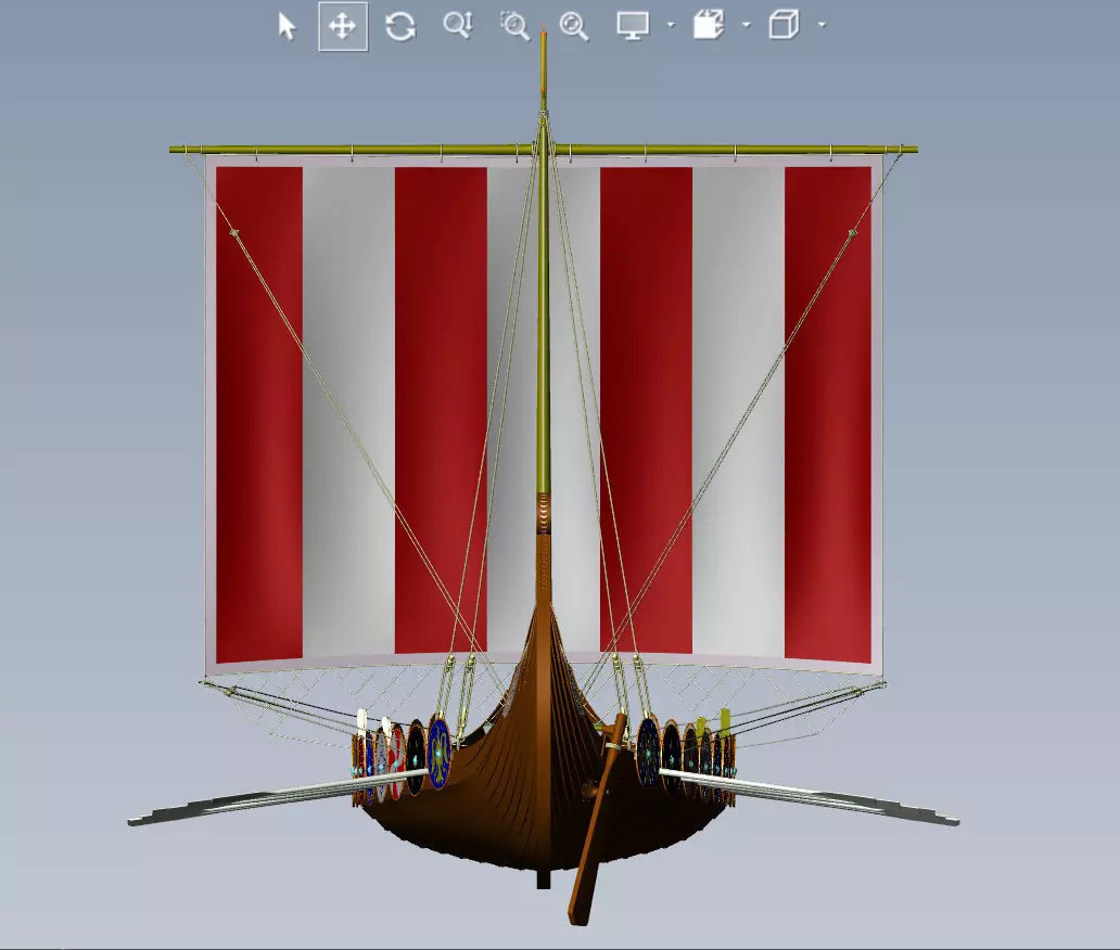 Drakkar is a Viking warship by Oseberg ship 820 AD 3D model_15