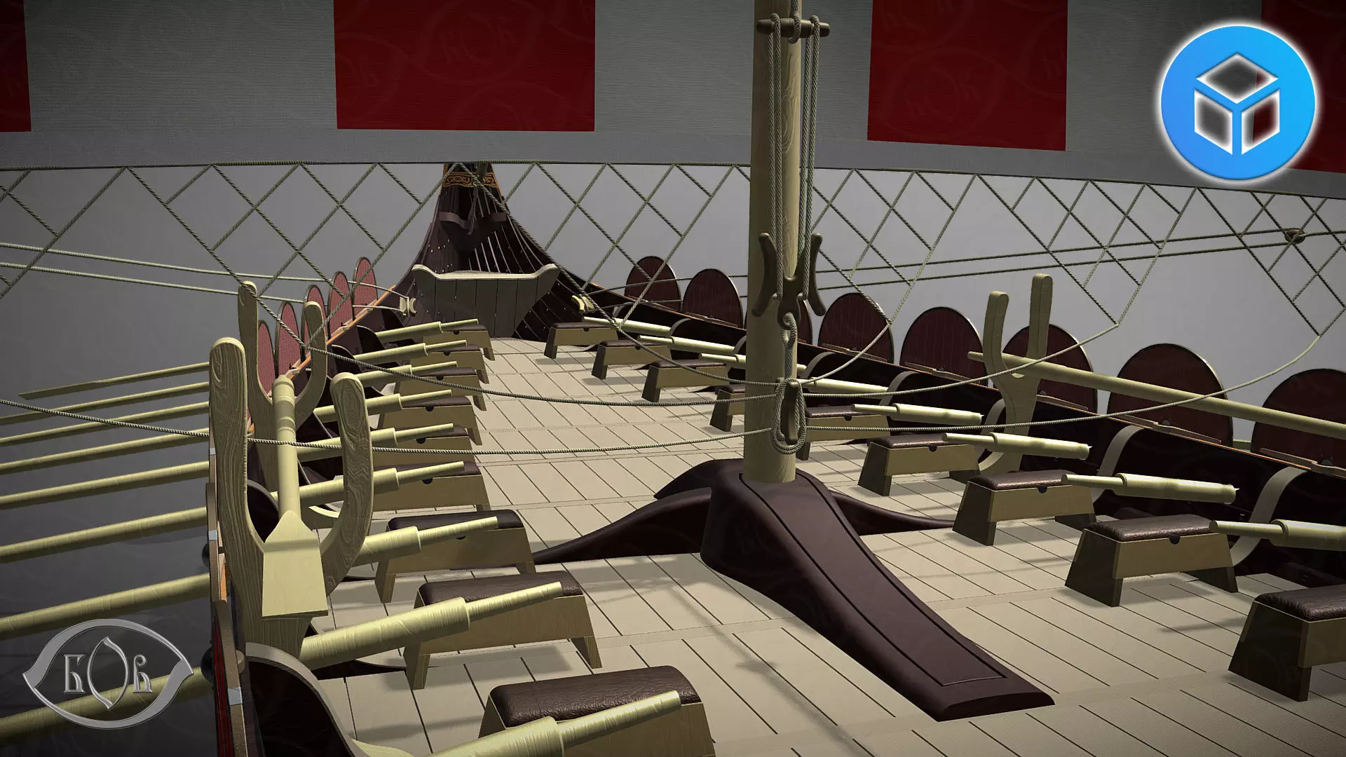 Drakkar is a Viking warship by Oseberg ship 820 AD 3D model_11